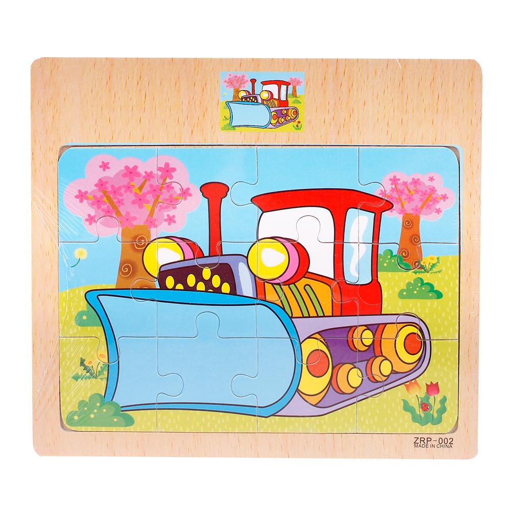 Wooden Puzzle Toy Children Cartoon  Traffic Learning Puzzle Toys
