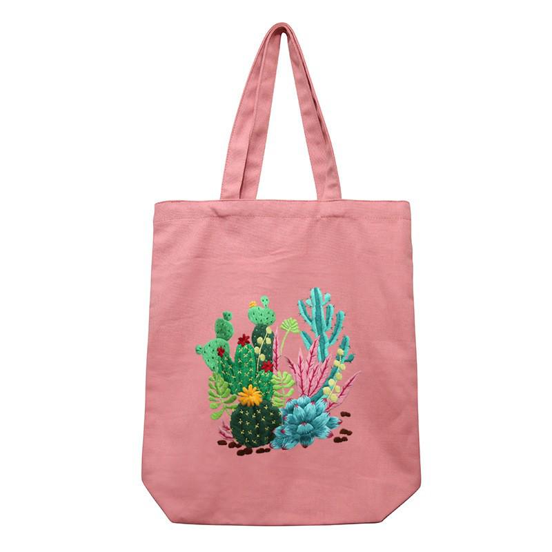 Handmade DIY Embroidery Canvas Tote Bag Kit - Creative Gift for Couples