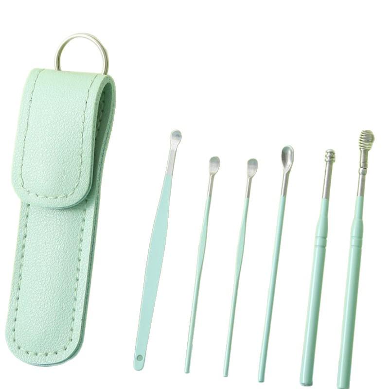 Portable 6-Piece Stainless Steel Earwax Removal Tool Set with Keychain