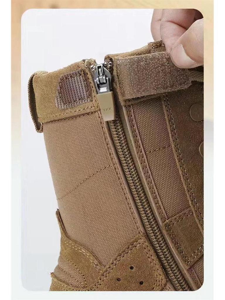 Ultra-Light Brown High-Top Waterproof Work Boots: Trendy, Wear-Resistant, Non-Slip for Mountaineering & Outdoor Use