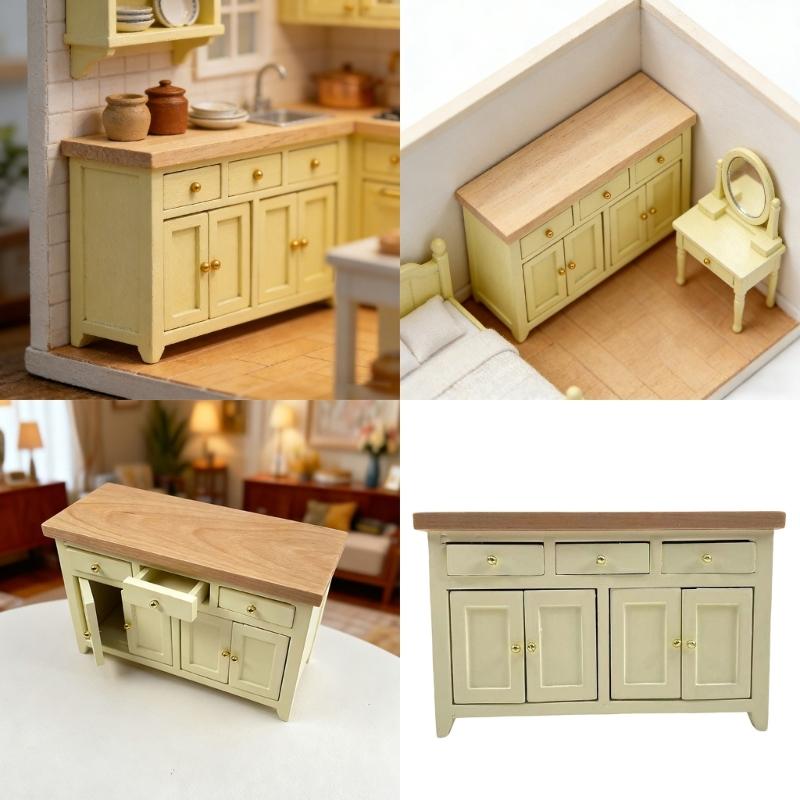 Unfinished Wooden Dollhouses Cabinet Miniature Furniture Model For DIY Crafting And Display