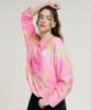 Leijibi Cotton Candy String Oversized Women'S Long Sleeve Rash Guard Pink
