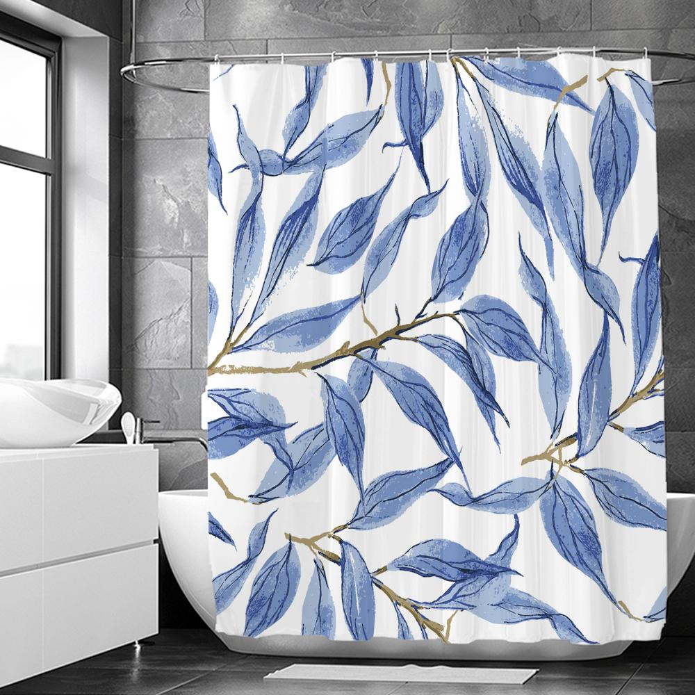 

3D Printed Fabric Shower Curtains Fresh Flowers Plant Bath Screens Waterproof Bathroom Decor with 12 Hooks Shower Curtain W90xH180cm