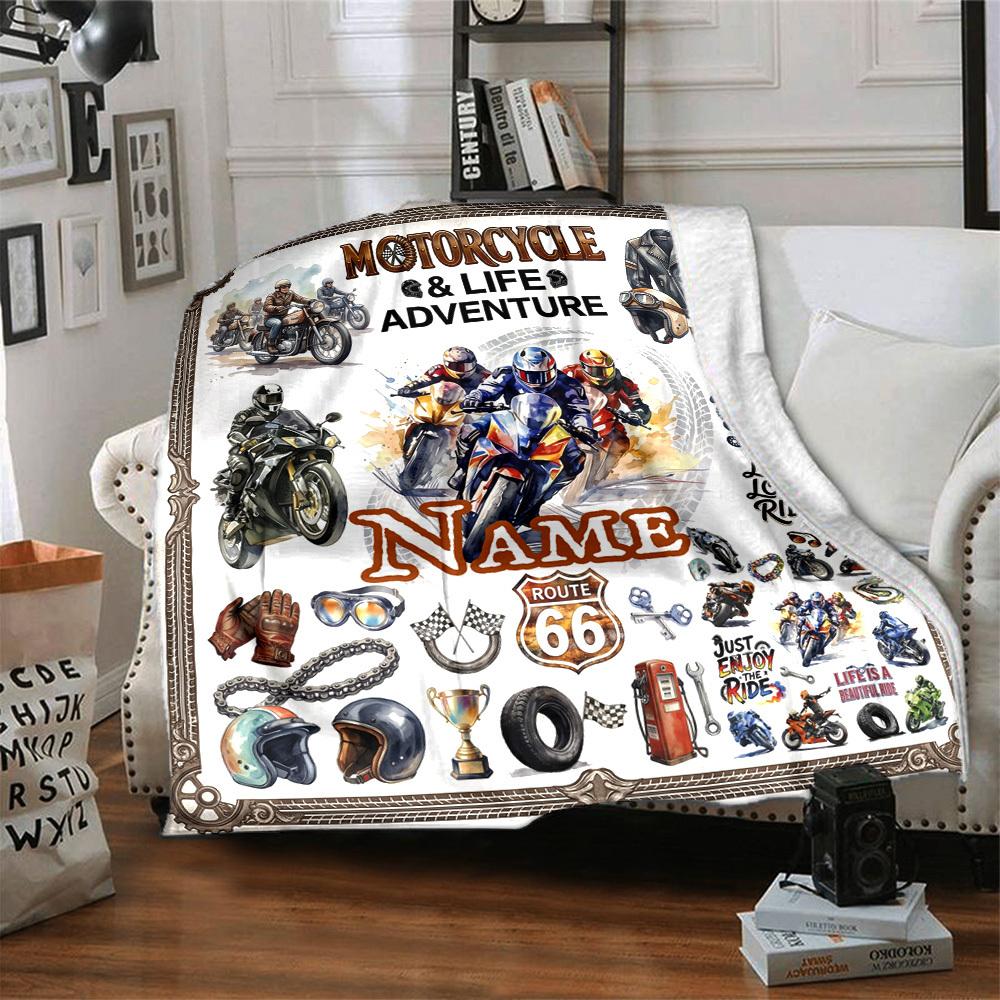 Motorcycle Adventure Life Style Customize Your Name Home Blanket S Comfortable Soft Lightweight Allseason Multipurpose Blanket For Picnics Couches