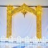 Golden Arch Christmas Manger Set: Illuminated Ornaments for Holiday Displays and Outdoor Decorations.