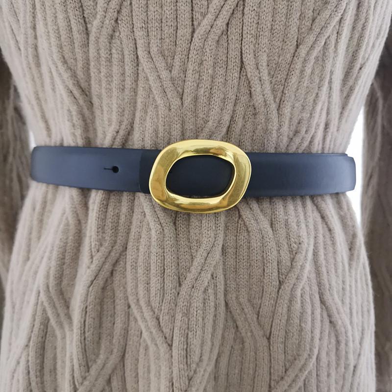 Fashion Leather Belt For Women With Alloy Buckle And Snap Closure For Casual Wear