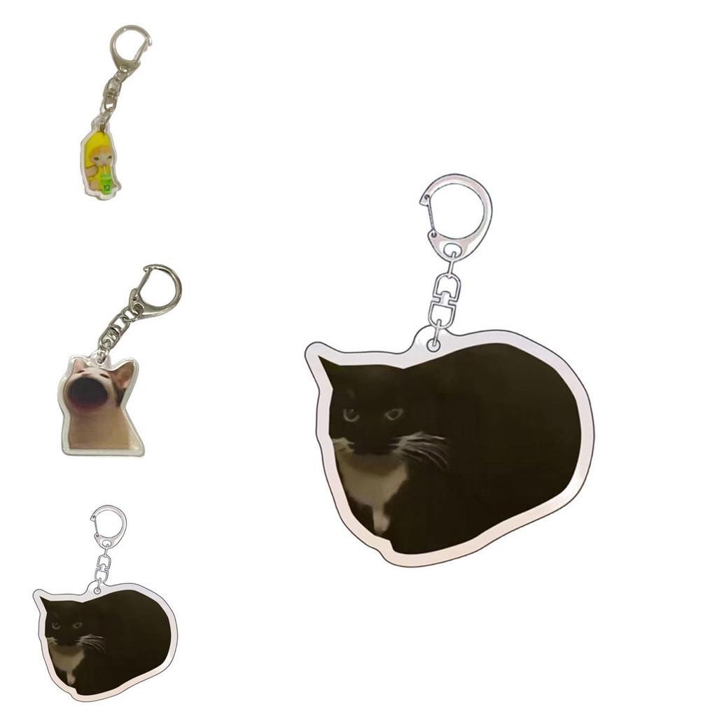Cute Banana Cat Keychain Funny Acrylic Bag Charm For Cat Lovers 3.5cm Height