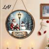 Christmas Tree Hanging Wood Decor Santa Wooden Round Wall Decor Vintage Ornaments Party Supplies Sign for Door Window Wall Farmhouse Holiday