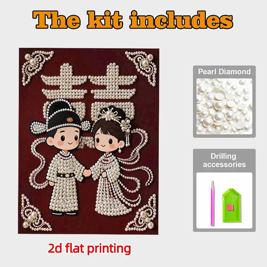 Pearl Tie The Knot DIY Diamond Art Kits 15.7x19.6inch Gem Art Diamond Painting Kits Without Frame for Adults Gift Idea Home Wall Decor