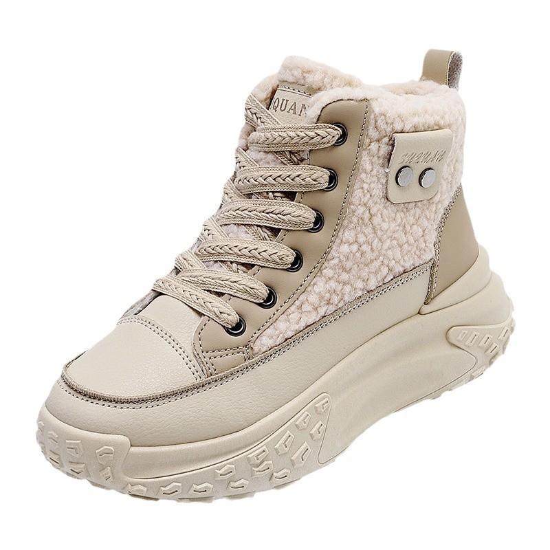 Women's Shoes Winter Warm Big Cotton Shoes New Dad Shoes High Top Velvet Sports Shoes White Shoes 6701