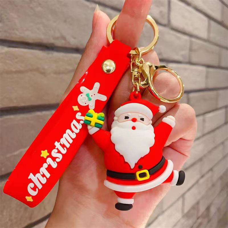 Cartoon Cute Santa Keychain Pendant Car Key Chain Schoolbag Pendant Christmas Gift