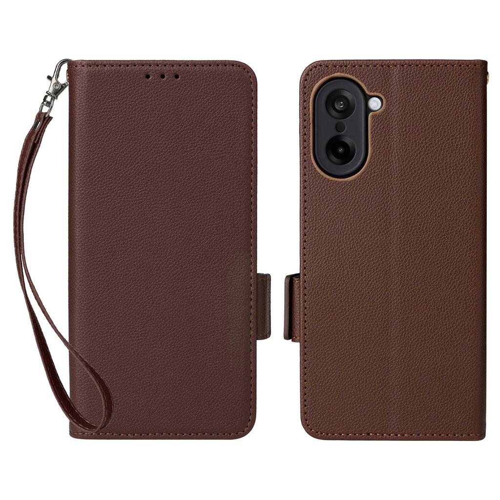 For OnePlus Nord CE5 5G/Ace 5 Racing 5G Case with Wrist Strap Litchi Texture PU Leather Wallet Phone Cover