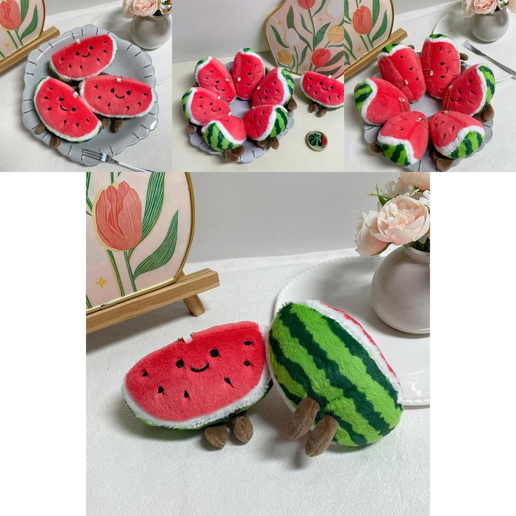 Cute Watermelon Plush Keychain With Pp Cotton Filling For Bag Decoration And Collectors