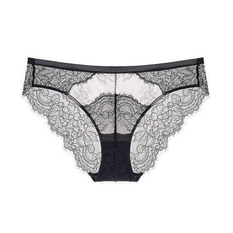 French Panties Women's Ultra-thin Hollow Lace Panties Comfortable and Breathable Mid-waist Briefs Sexy Cotton Women's Panties