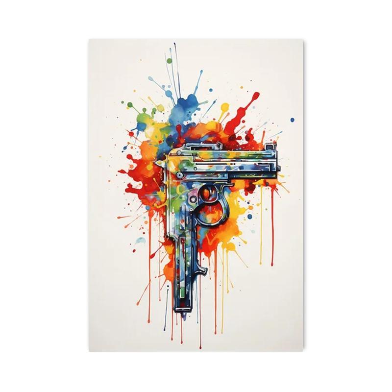 Abstract Graffiti Pistol Posters and Prints Canvas Paintings Wall Art Pictures for Living Room Home Decoration