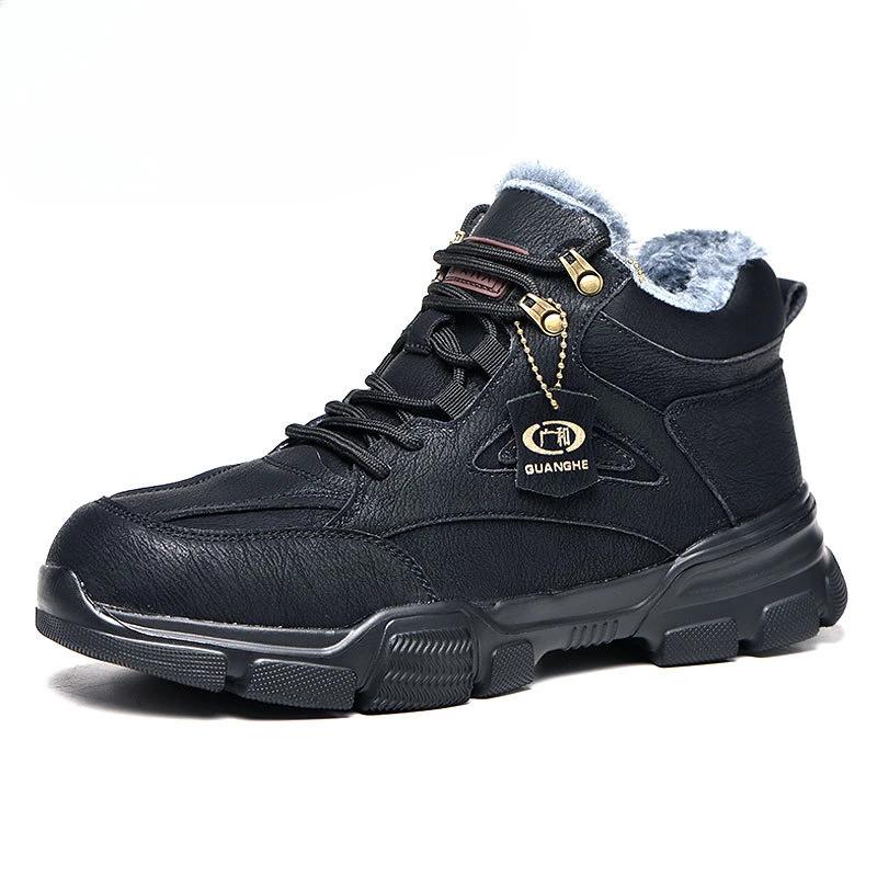 Men Shoes Rotary Buckle Steel Toe Safty Work Shoes Indestructible Anti-fall Anti-smash Platform Sneakers Man Ankle Boots Winter