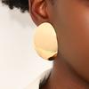Exaggerated Metal Smooth Big Oval Stud Earrings for Women Vintage Gold Color Geometric Personality Earings Jewelry 2026 Trendy