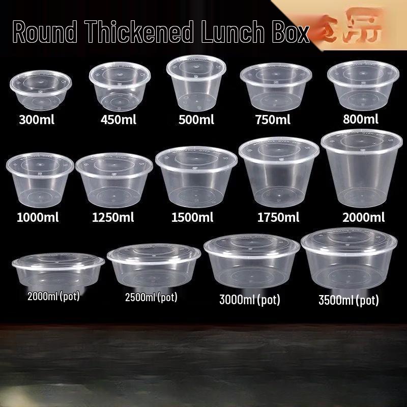 500ml Round Disposable Plastic Food Containers with Lids