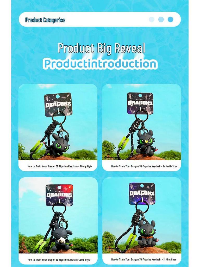 Originální 3D přívěsek na klíče s figurkou Bezzubky - Roztomilý dárek pro přátele