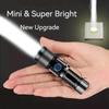 Zoom White Beam Light Long Distance Mini Flashlight Type-C Usb Rechargeable Portable Pocket Torch Home Outdoor 16340 Battery