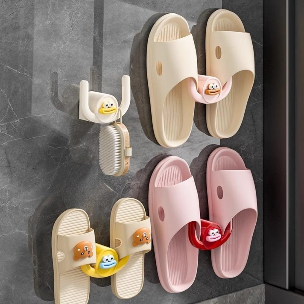 Bathroom Shelves Hanging Slippers Rack Cute Big Mouth No Drill Shoe Organizer Bathroom Wall Mount Multifunctional Storage Shelf