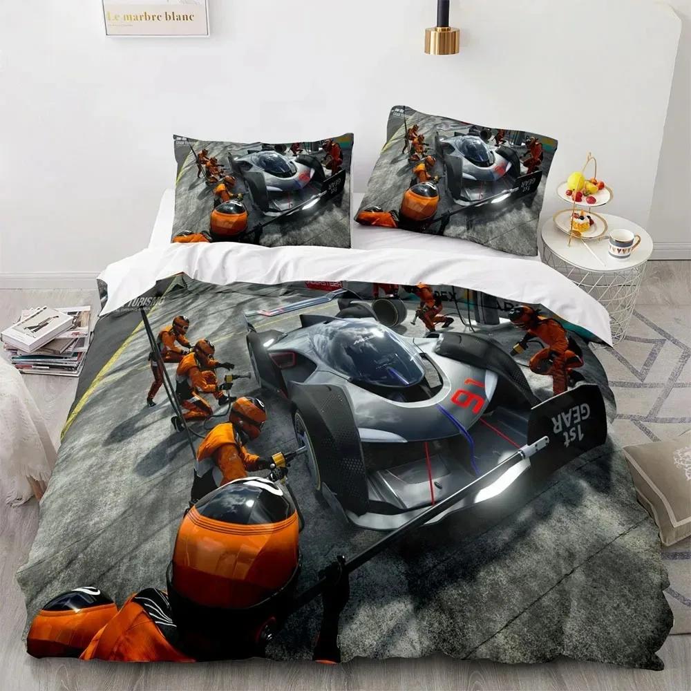 Set Copripiumino Auto Sportive Misura Matrimoniale 3 Pezzi Set Biancheria da Letto Auto da Corsa Con Federe Per Adolescenti Ragazzi Copripiumino in Poliestere