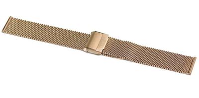 Replacement Watch Strap Band, 18mm, Pink Gold, Stainless Steel, Mesh, Pink Gold