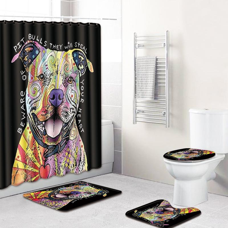 Colored Animals Elephant Lion Horse Bathroom Non-Slip Floor Mat Shower Curtain Carpet Personality Cool