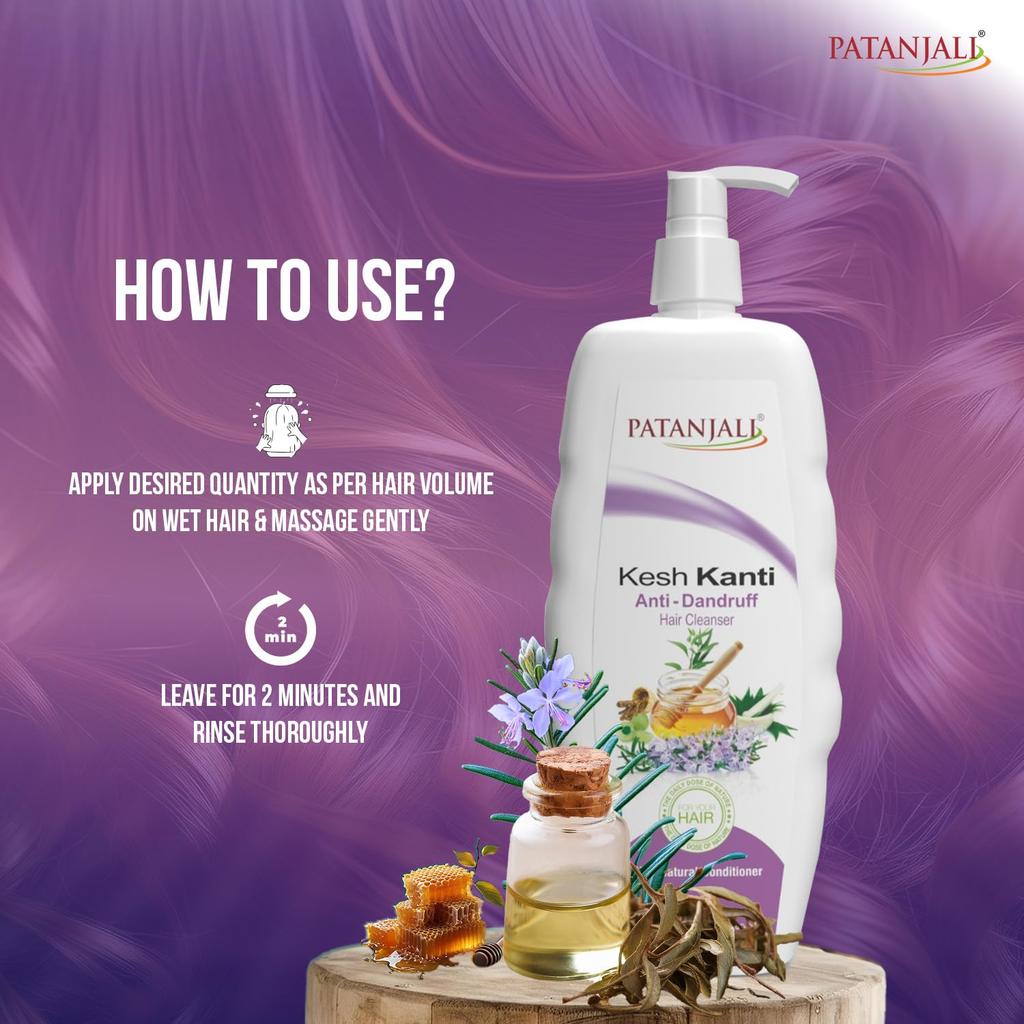 Patanjali Kesh Kanti Anti Dandruff Shampoo 450 ml X Pack Of 2 Herbal Hair Cleanser For Flake Control Clean Scalp Care