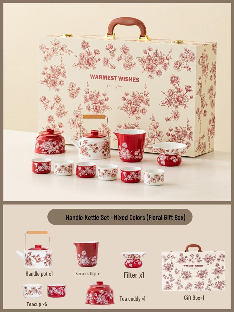 Wedding Tea Set: Bride's Dowry Tray & Teapot Gift for Engagement Celebrations