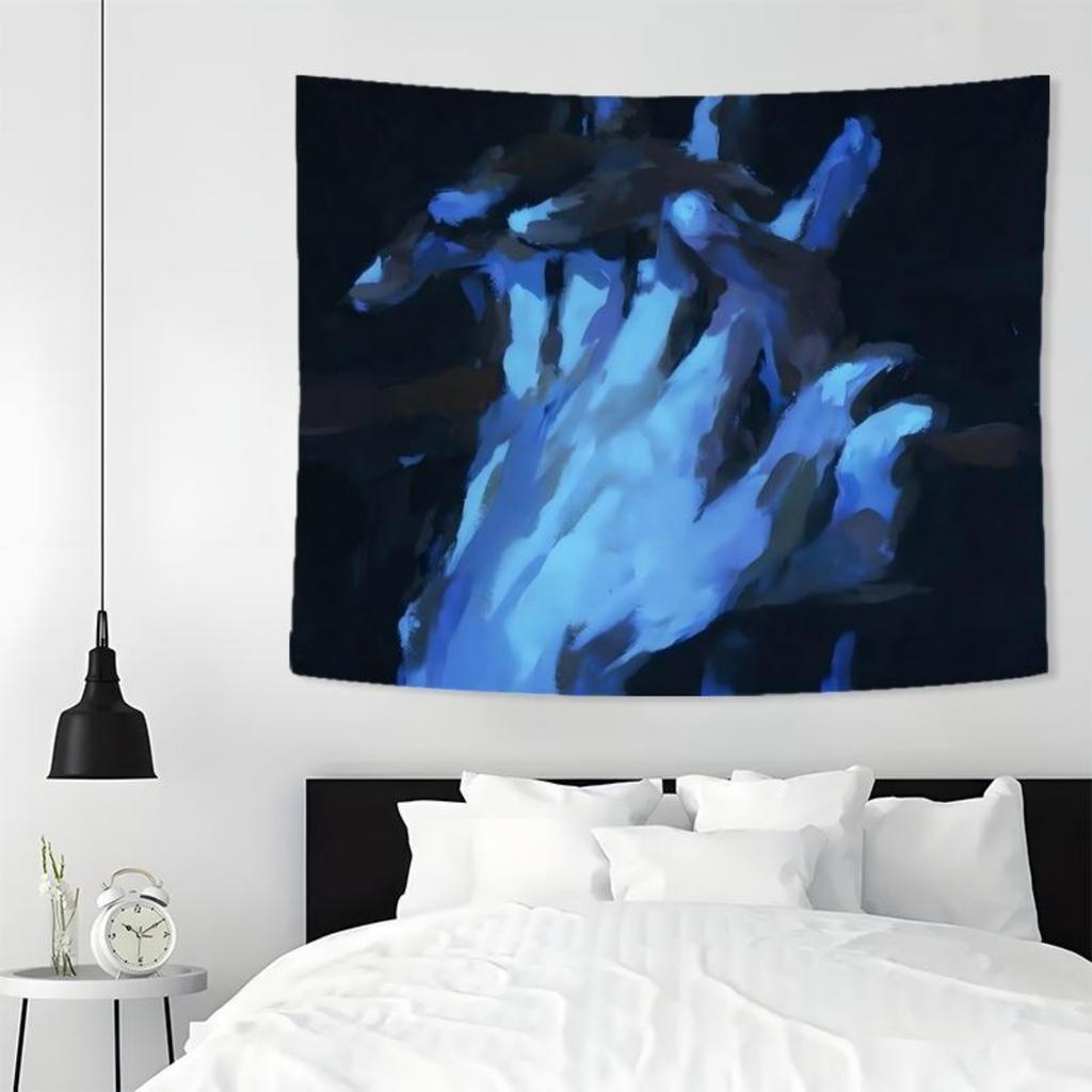 Abstract Blue Flame Tapestry Artistic Vibrant and Strikingly Modern Wall Art for a Bold Unique Decor Statement