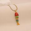 3D Vivid Carp Tropical Fish Pendant Necklace Colorful Stainless Steel Chain