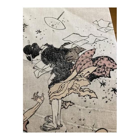 Ukiyo-e Tenugui Towel - Hokusai Manga, "Wind" - Katsushika Hokusai, 100% Cotton, Made in Japan, Tokka Fabric, Gentle on Skin, Lightweight