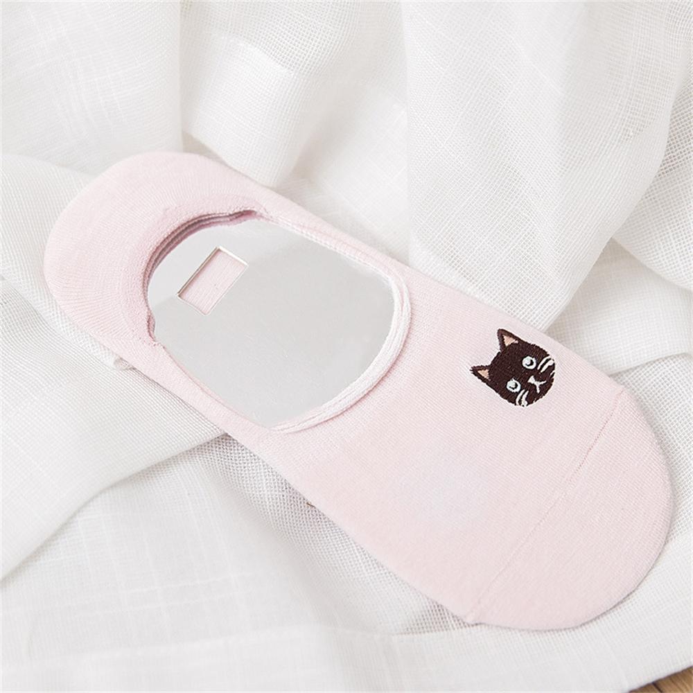 New Girls' Funny Summer Spring Cute Embroidered Kitten Invisible Sokken Cat Claw Footprint Women's Soft Cotton Socks Dropship