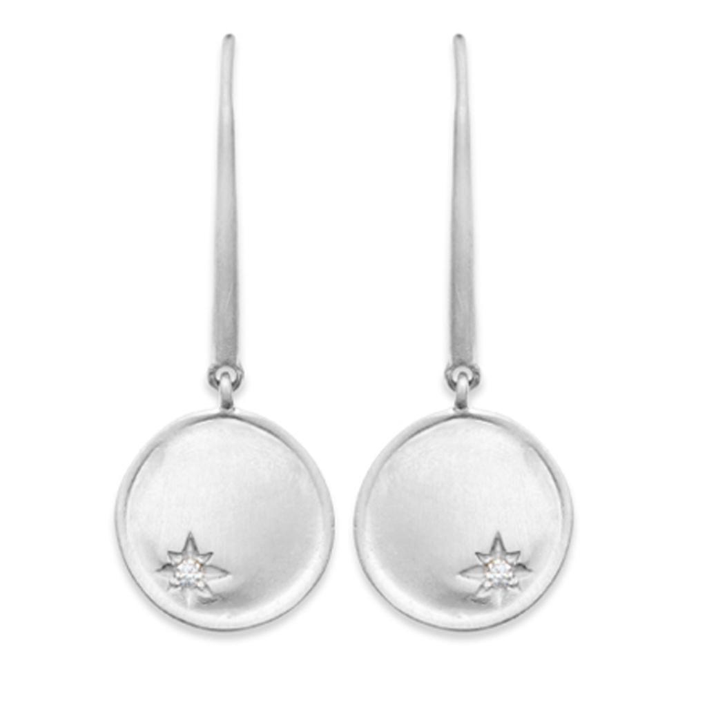 Les Trésors De Lily [Q6640] - Boucles Argent 'Une Etoile est Née' blanc argenté mat (rhodié) - 12 mm