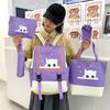 School Bag Academy's New Three Four Five Six Primary School Students Five-piece Backpack Cute Cat Print Middle School Student Schoolbag