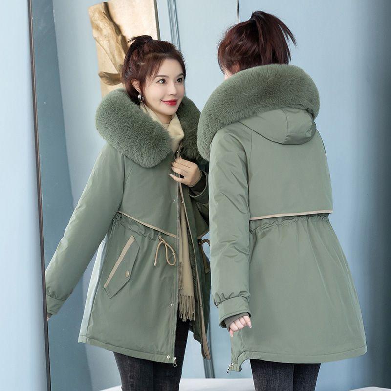One-piece, Three-wear Removable Velvet Jacket for Women, New Winter Mid-length Cotton Coat, Waist-cinching Windbreaker, Coat and Cotton-padded Jacket