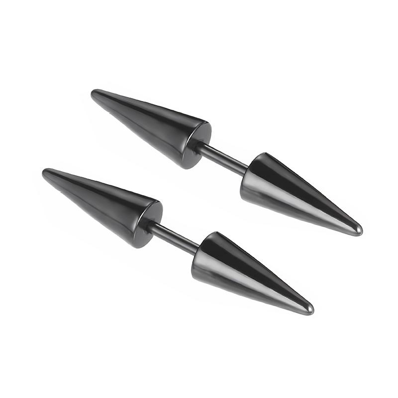 1/16 Pairs Black Punk Stainless Steel Women Men Hoop Earrings Small Trendy Round Cross Pendants Jewelry Accessories Earrings