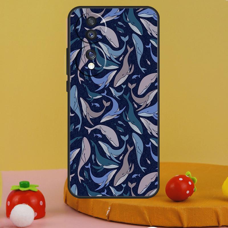 Beautiful Blue Whale Painting Case For Honor 200 Pro X9c X9a X8a X7a X6a X7 X8 X9 X8b X9b Magic 5 6 50 70 90 Lite Cover