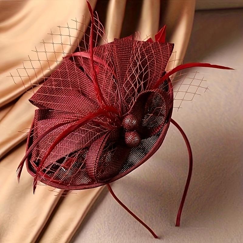Elegantní černý fascinátor ze síťoviny a peří pro ženy - Šik doplněk do drdolu s mašlí, ideální na svatby, večírky a formální události