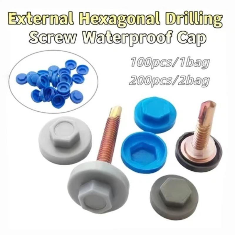 Hex Drilling Screw Cap 100/200Pcs Low Temp Resistant Covers Fit 5.2mm Self-Drilling Tail Screws Cold Area Construction
