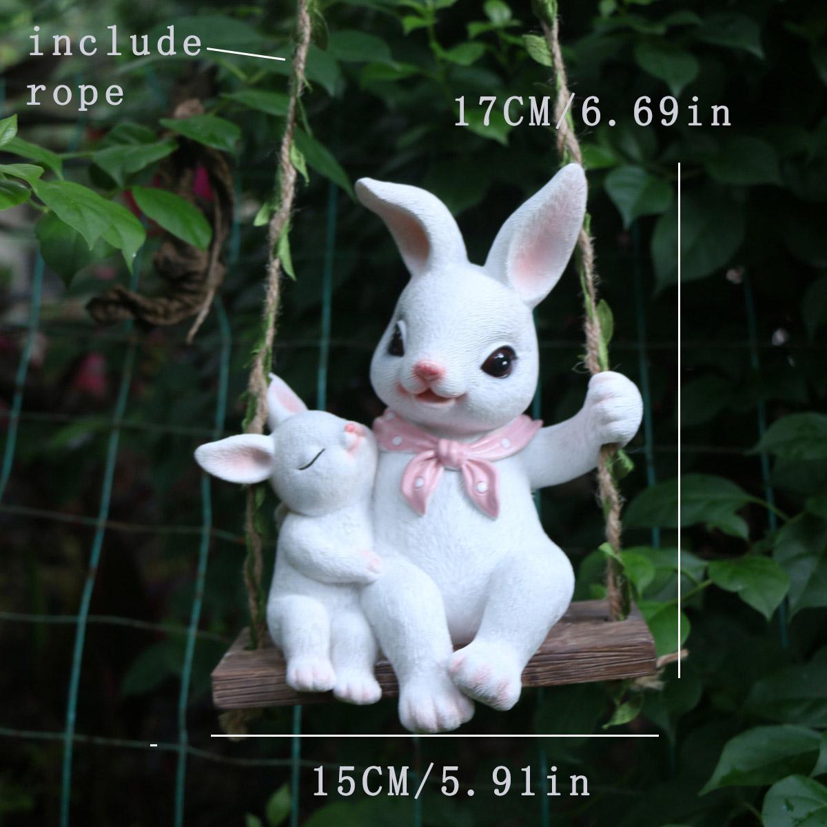 

Adorable 1pc Resin Swing Rabbit Figurine - Perfect for Fairy Garden Decoration and Outdoor Tree Hanging Decor!