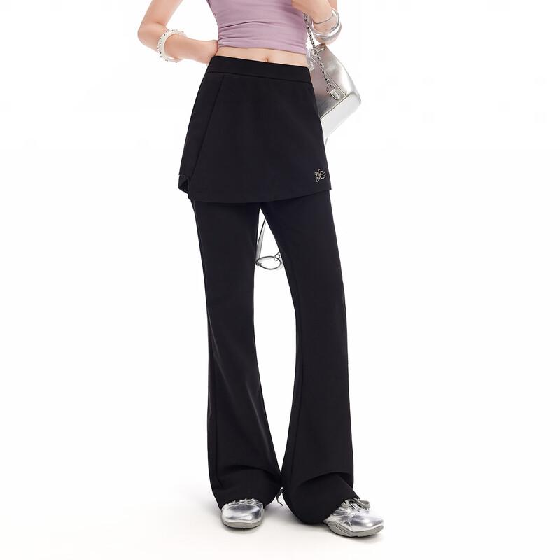 unifree 2026 Spring Sweet & Edgy Faux Two-Piece Patchwork Micro-Flare Casual Pants