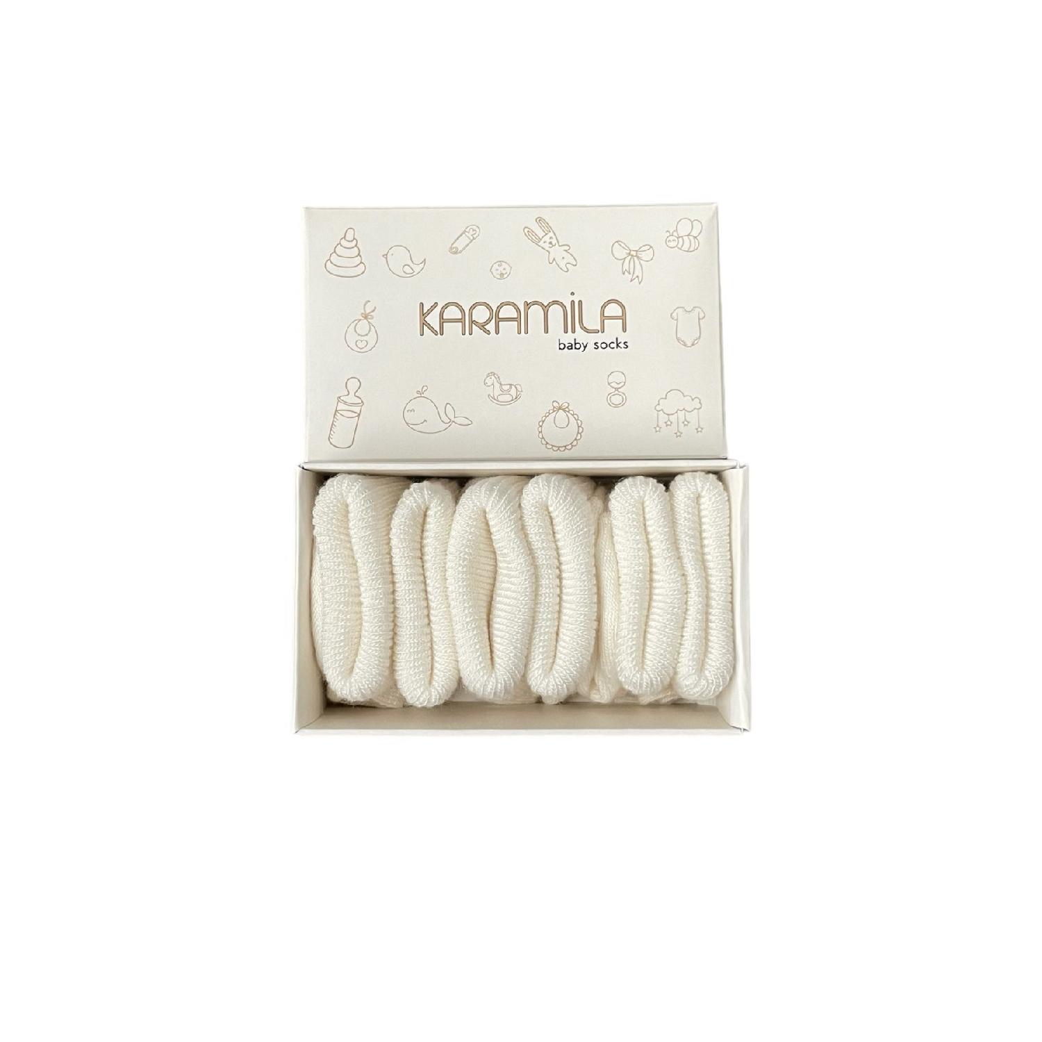 

Набор из 3 детских бамбуковых носков - Детские бамбуковые носки - Носки для новорожденных, белые 0-6 Ay