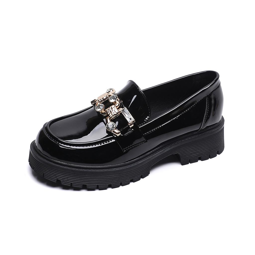 Thick-soled Small Leather Shoes, Women's College Style, a Slip-on, Retro Block Heel Soft-soled Single Shoe