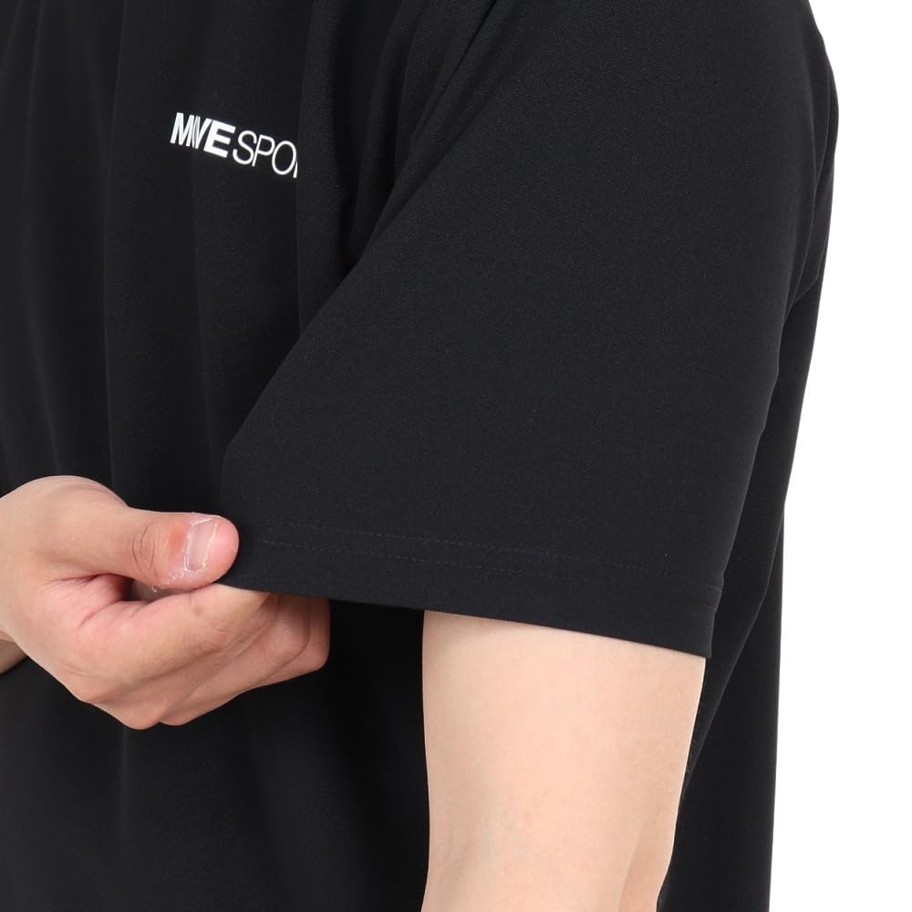 DESCENTE Short Sleeve Pique Mock UV BK Men's T-Shirt, Black, Neck, Protection, DX-C2500XB (Black/L/Men's)