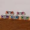 Adjustable Vintage Owl Ring Men Women Retro Colorful Eyes Ring