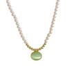Elegant French Green Oval Cat's Eye Pearl Necklace - Versatile Fashion Statement Clavicle Chain