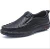 Business Genuine Leather Men Shoes Summer Slip on Loafers Breathable Men Casual Leather Shoes Black Flats Driving Shoe Moccasins