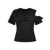 Women's Ruffle Asymmetric Off-Shoulder Slim T-Shirt